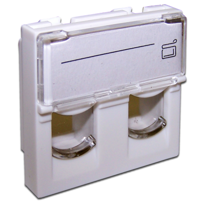 Lanmaster LAN-SIP-24L-WH Вставка 45x45 на 2 кейстоуна, со шторкой, маркировкой, белая, LANMASTER