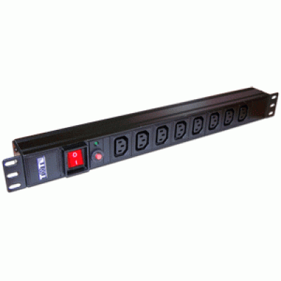 Блок розеток 19 8 шт. C13, 10A 250V, без шнура питания TWT-PDU19-10A8C13