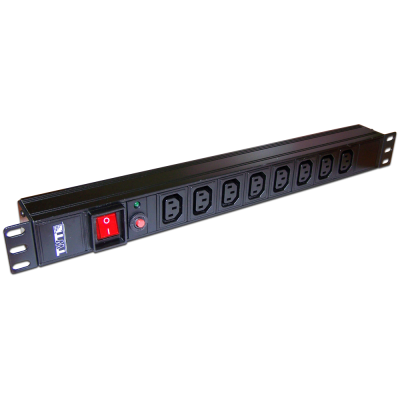 Блок розеток 19 8 шт. C13, 10A 250V, без шнура питания TWT-PDU19-10A8C3