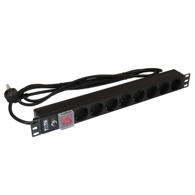 Блок розеток 19 8 шт. Schuko, 16A 250V, шнур питания 1.8 м TWT-PDU19-16A8P-1.8
