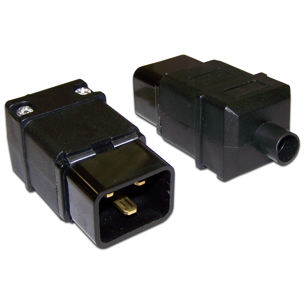 Lanmaster LAN-IEC-320-C20 Вилка электрическая кабельная, IEC 60320, C20, 16A, 250V, разборная, черная, LANMASTER