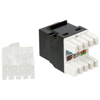 Lanmaster LAN-OK45U5E/180P-BK Вставка Keystone RJ-45, категория 5e, черная, со шторкой, 180 градусов,