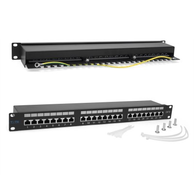 Патч-панель 19, 24 порта RJ-45, категория 6, STP, 1U, TWT-PP24STP/6