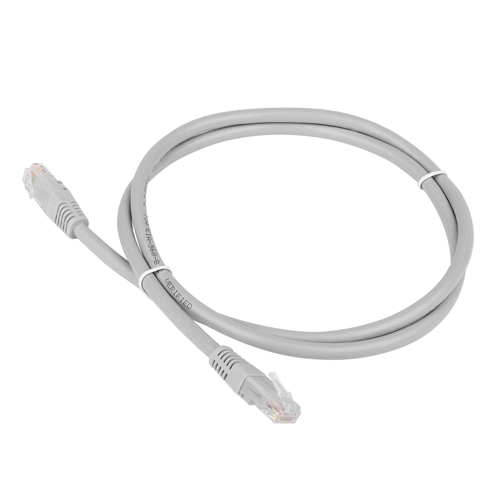 Патч-корд RJ45 - RJ45, 4 пары, UTP, категория 6, 1 м, серый, TWT-45-45-1.0/6-GY