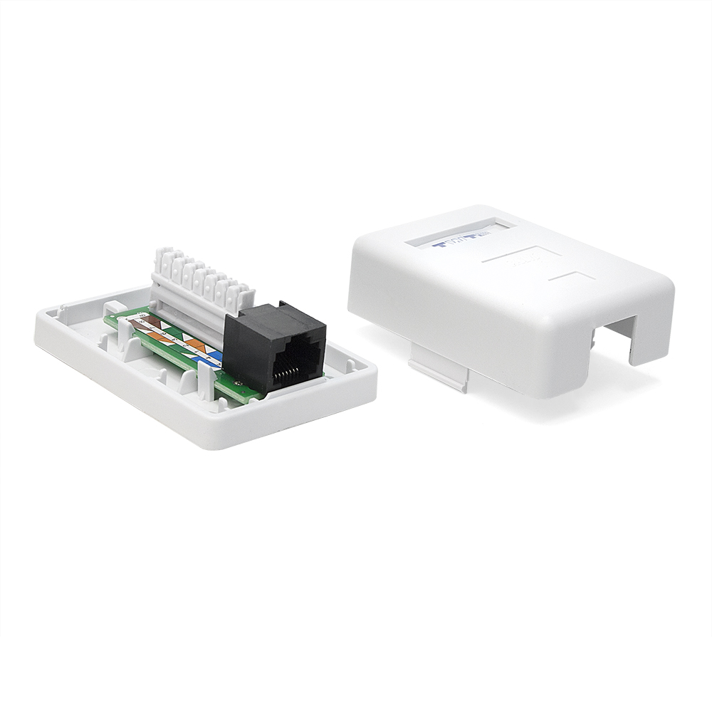 Розетка настенная, 1 порт RJ-45, категория 6, белая, TWT TWT-SM1-45/6-WH