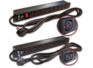 Блок розеток 19 8 шт. C13 с фиксатором вилки, 10A 250V, шнур питания 3,0 м TWT-PDU-10A8C3L-3.0